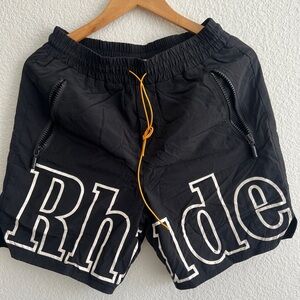 Rhude Logo Black Shorts with White Lettering